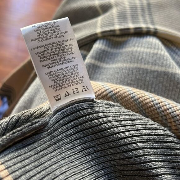 Madden Girl Cream Gray Long Sleeve Dress Scoop Neck Long Sleeve Ribbed Midi New - Picture 12 of 13